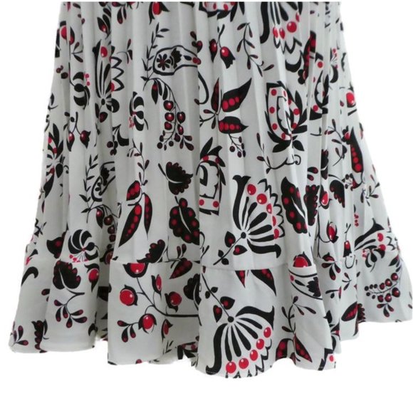 Talbots Petite Midi Skirt Pleated Fun Floral Side Zip Ruffle Hem Lined 16P Plus - Picture 4 of 9